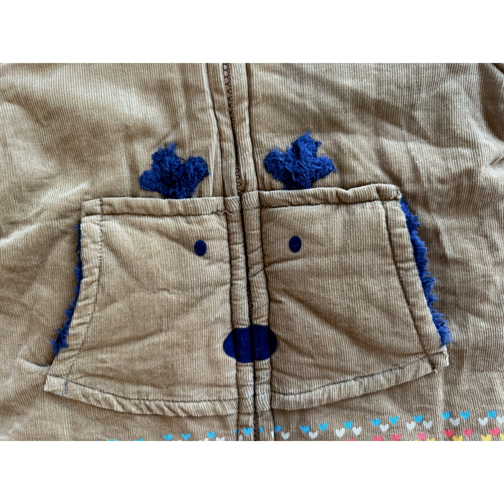 Designed in France Baby Cardigan corduroy Hooded Jacket Sherpa lining Sz-18 Mon - Picture 4 of 8